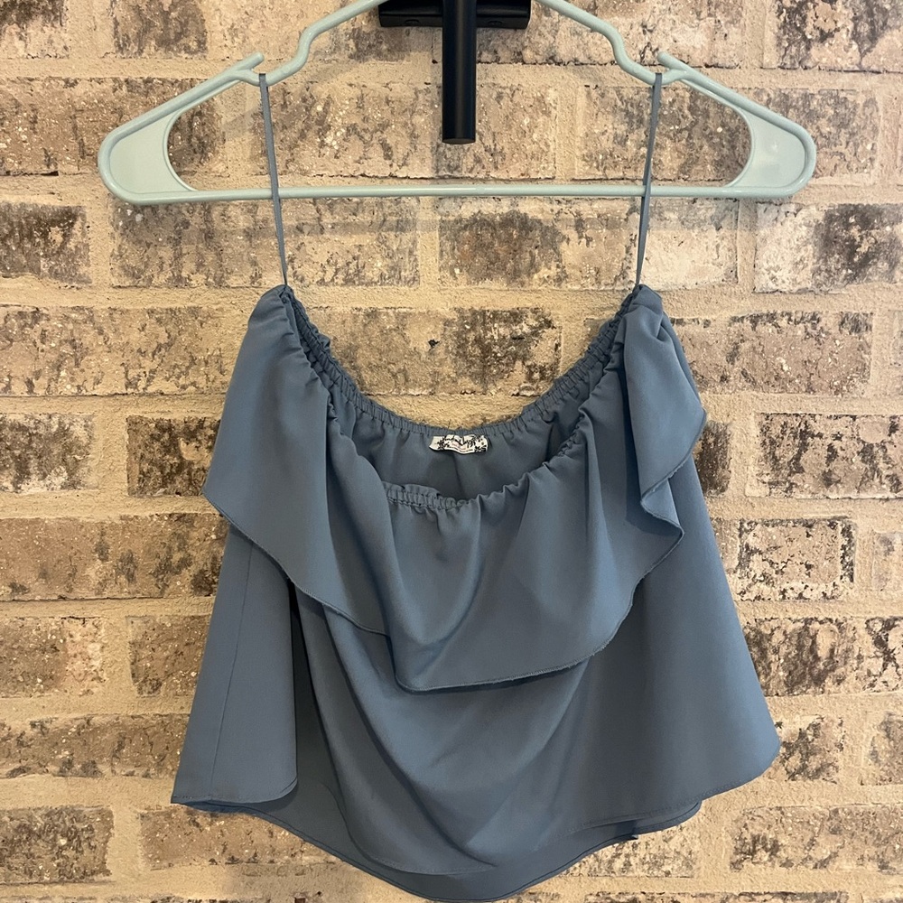 Free People light blue strapless blouse